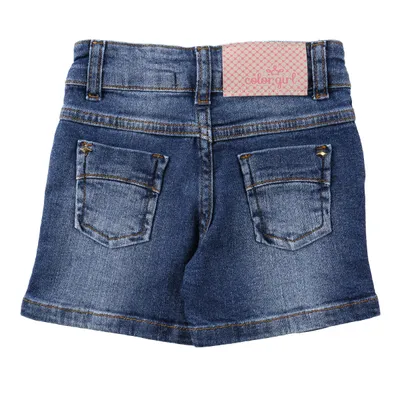 Shorts Jeans Infantil Color Girl Lavagem Used Com Puídos Shorts Jeans Infantil Color Girl Lavagem Used Com Puídos